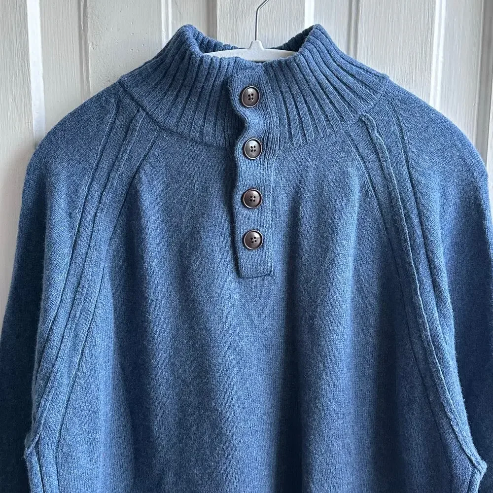 Banana Republic Novara Mock Neck Sweater – Navy Blue – XL – Italian Yarn